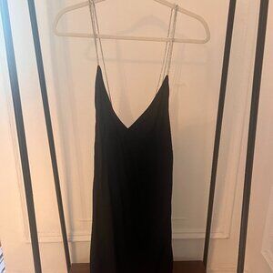 H&M Black Mini Dress with Sequin Cross-Back Straps